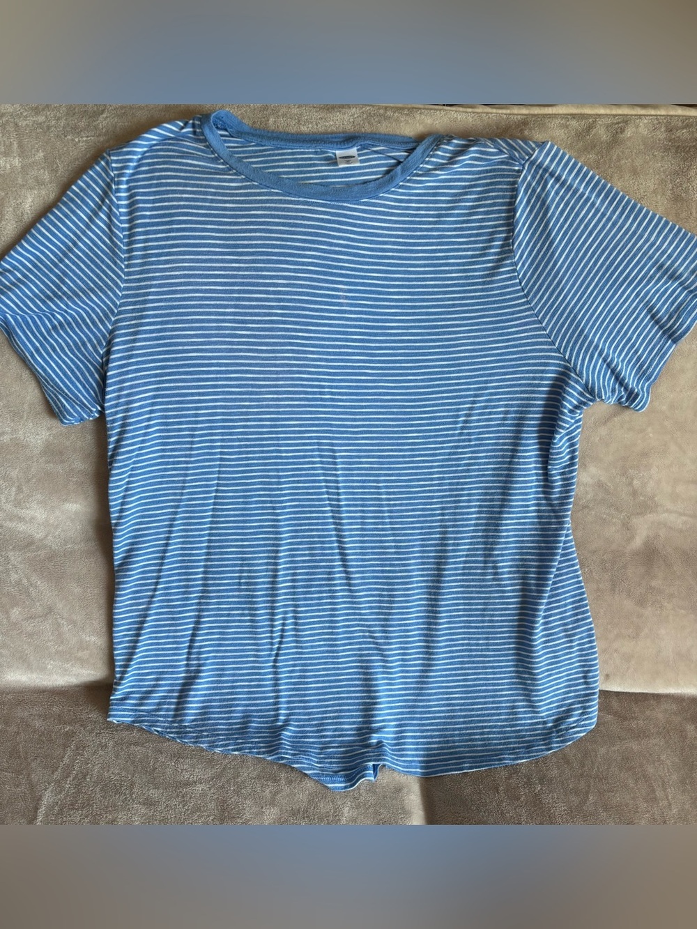 Old Navy Blue and White Striped Short Sleeve Tee Womens XL